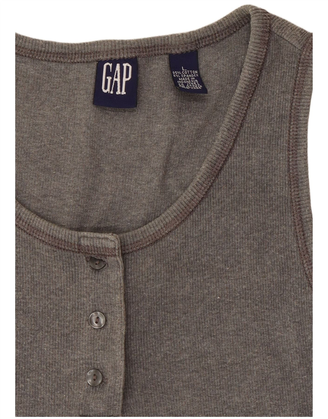 Gap Womens Crop Vest Top UK 14 Large Gri Bumbac