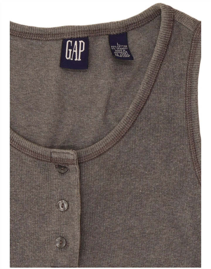 Gap Womens Crop Vest Top UK 14 Large Gri Bumbac