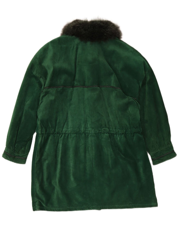 Vinci pardesiu supradimensionat din piele intoarsa pentru femei UK 18 XL verde