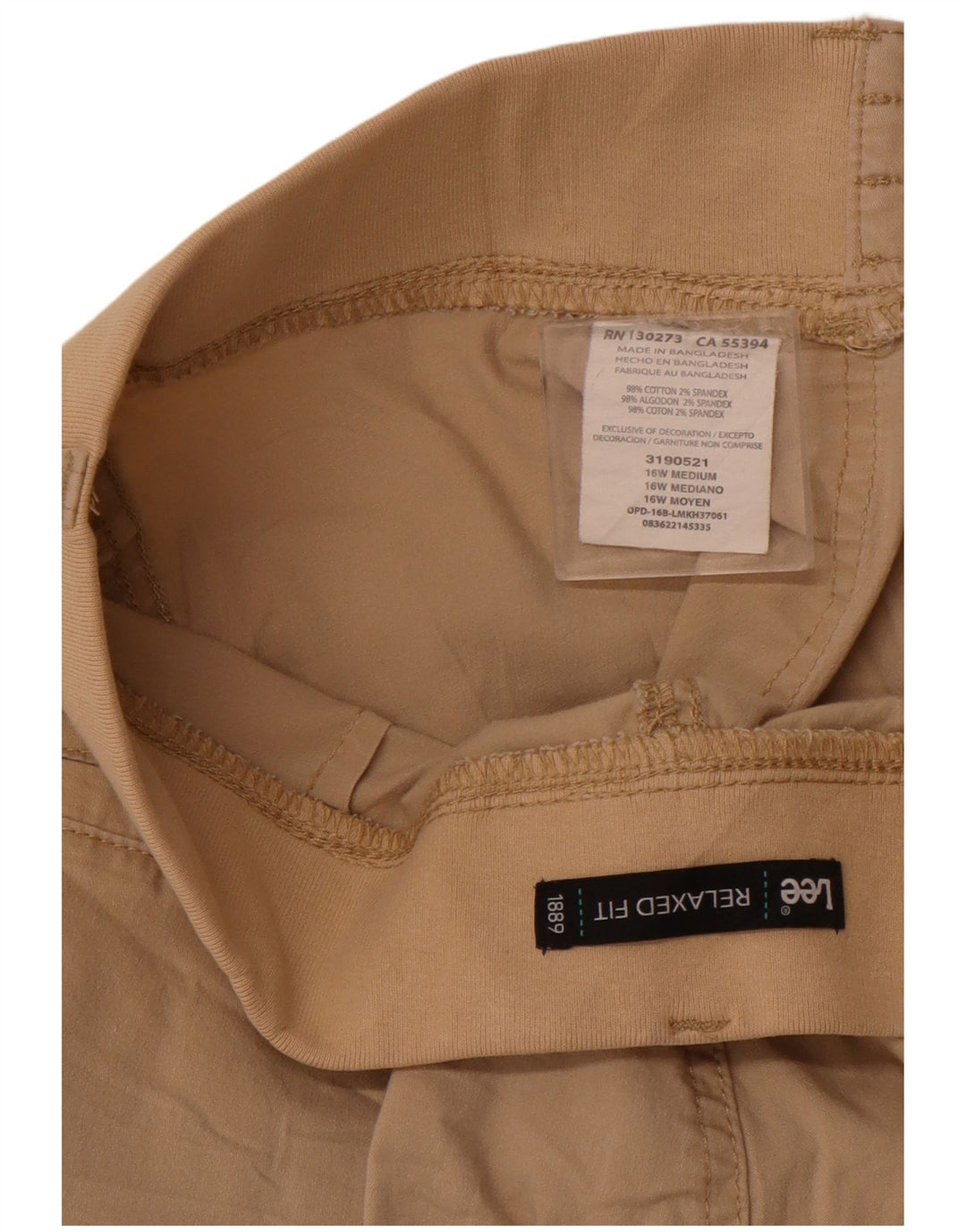 Pantaloni Capri cargo pentru femei LEE, cu croiala relaxată, US 16 2XL W36 L22, bej, bumbac