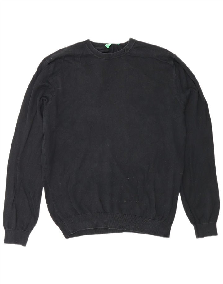 Pulover Benetton pentru bărbați cu gât crew pulover mediu negru clasic