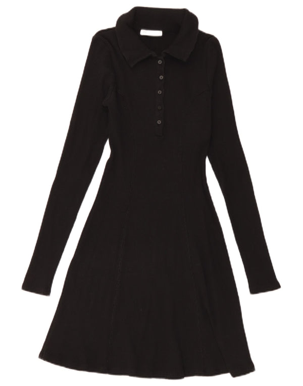 Rochie polo cu mânecă lungă pentru femei Zara UK 12 Medium Black
