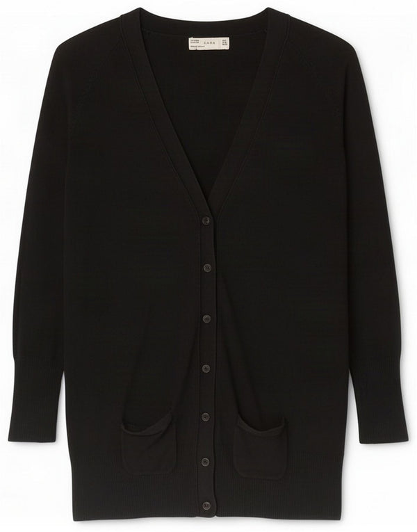 Zara Pulover cardigan pentru femei UK 14 mare, negru, bumbac
