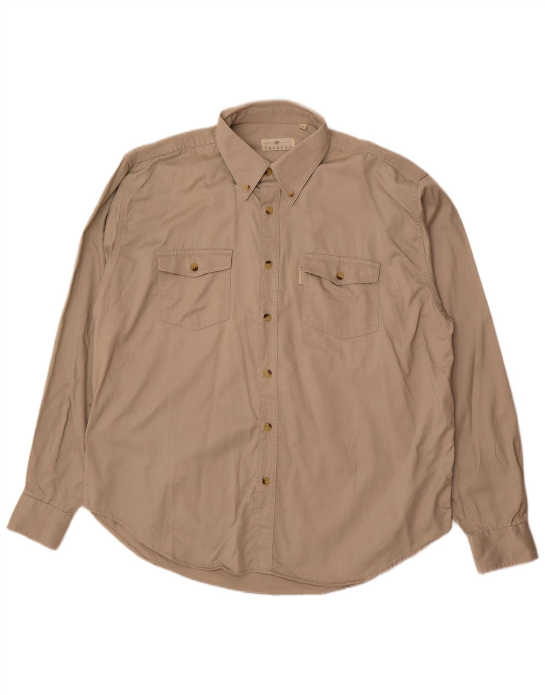 Cămașă Vintage Bărbați Mărimea 44/46 XL Bumbac Bej