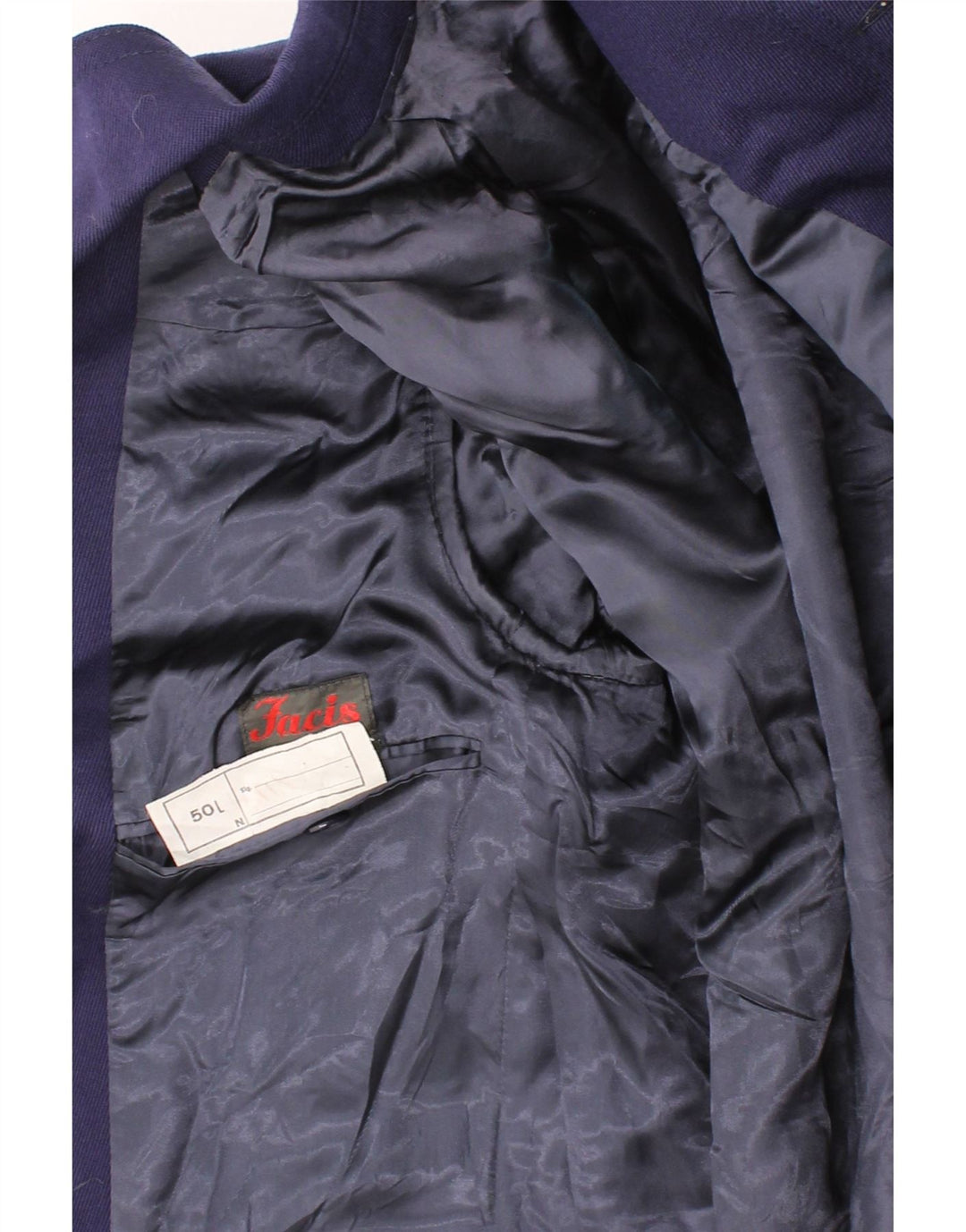 FACIS Mens Overcoat IT 50 Large Navy Blue Wool Vintage Facis and Second-Hand Facis from Messina Hembry 