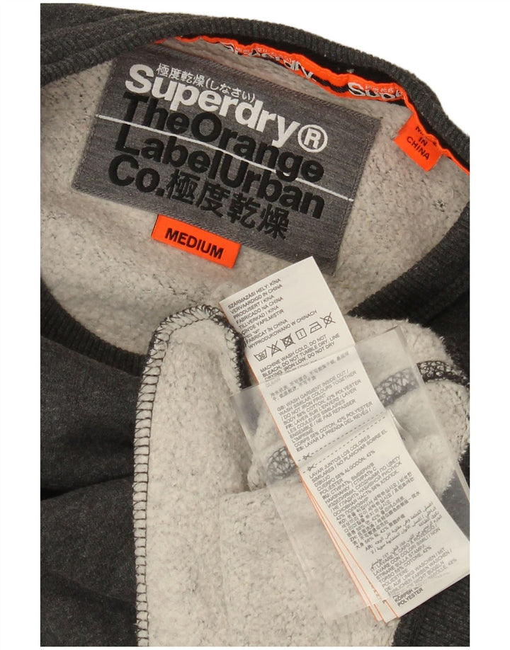Pulover Superdry pentru bărbați, bumbac camuflaj, gri mediu
