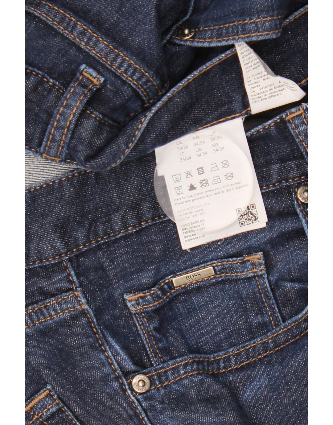 Blugi slim pentru bărbați HUGO BOSS L34 L34 bumbac bleumarin