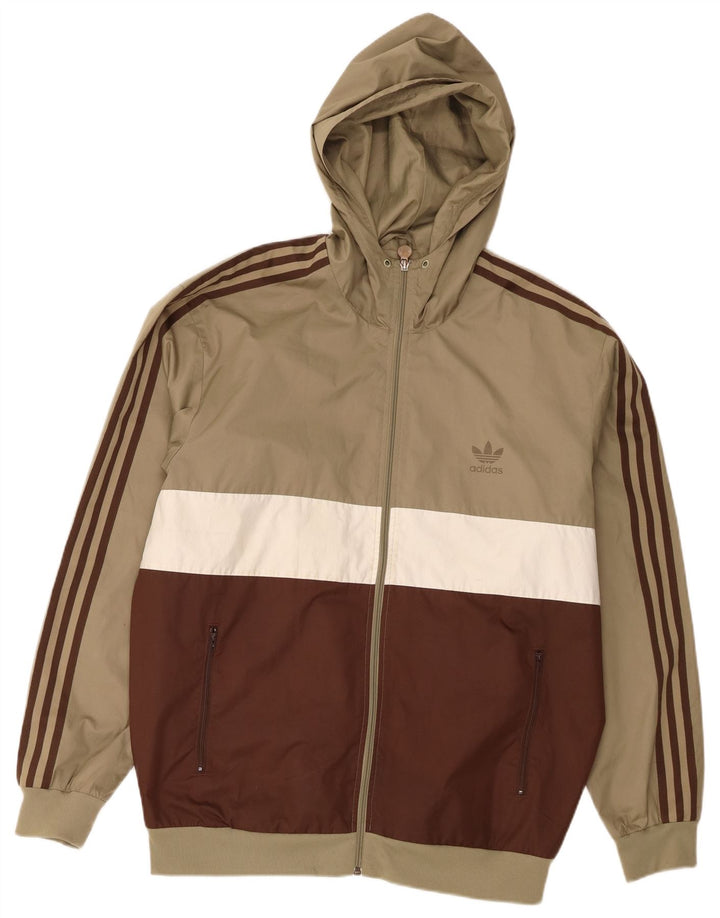 Trening pentru bărbați Adidas Jachetă de top cu glugă, mare, kaki, poliester