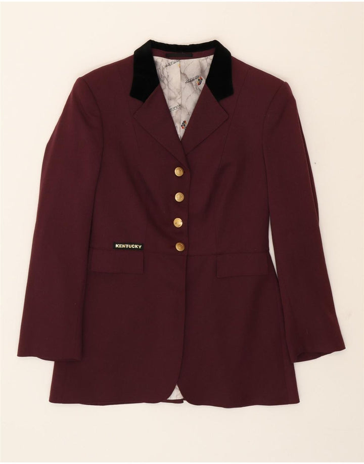 KENTUCKY Womens 4 Button Blazer Jacket IT 42 Medium Burgundy Vintage Kentucky and Second-Hand Kentucky from Messina Hembry 