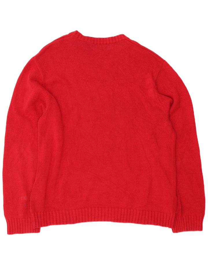 Pulover Chaps pentru bărbați, cu gât de barcă, XL, bumbac roșu