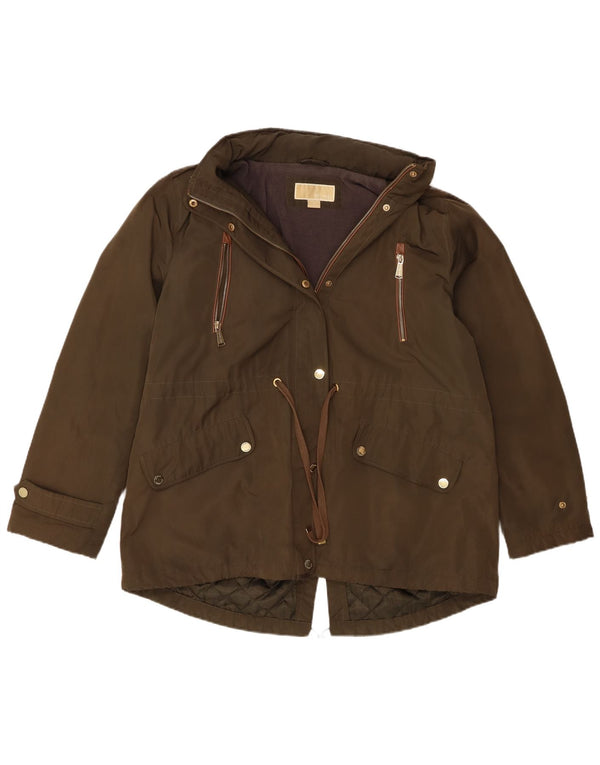 Michael Kors Womens Hooded Parka Jacket UK 18 XL Khaki Poliester