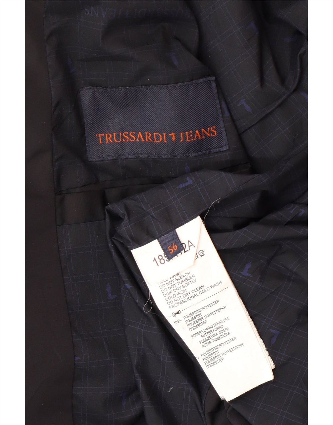 Jachetă căptușită pentru bărbați TRUSSARDI JEANS IT 56 3XL Poliester negru