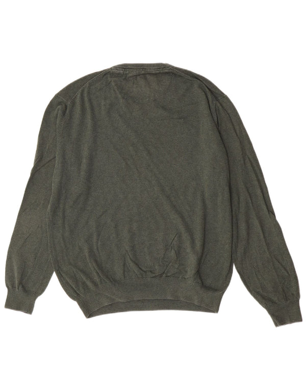 Pulover vintage pentru bărbați, cu decolteu în V, XL, verde, bumbac