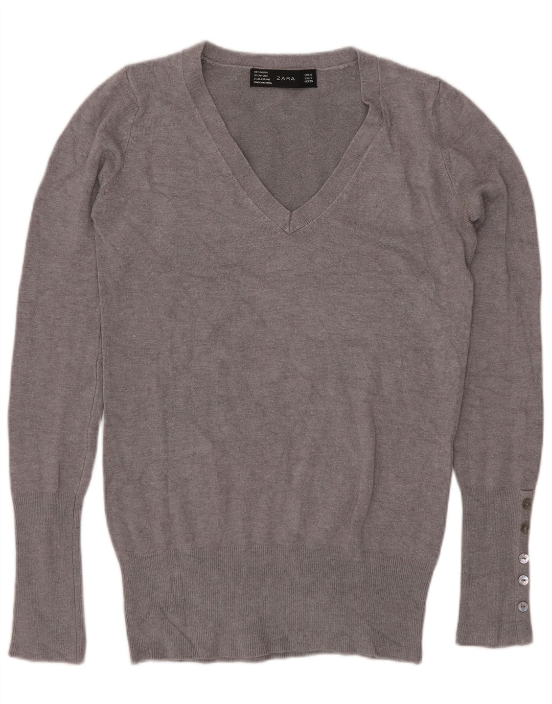 Pulover cu decolteu în V Zara pentru femei UK 10 mic gri