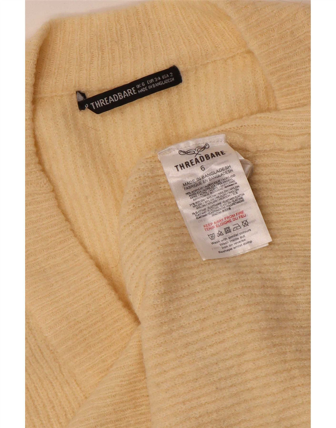 Pulover cardigan supradimensionat pentru femei Threadbare UK 6 XS Bej Acrilic