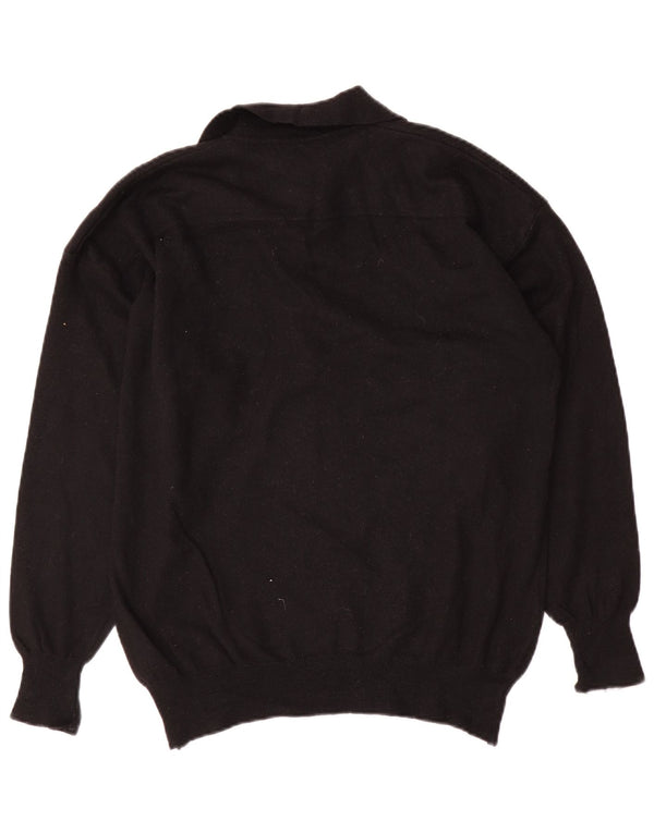 BYBLOS Pulover cu gât polo pentru femei UK 40 Lână neagră medie