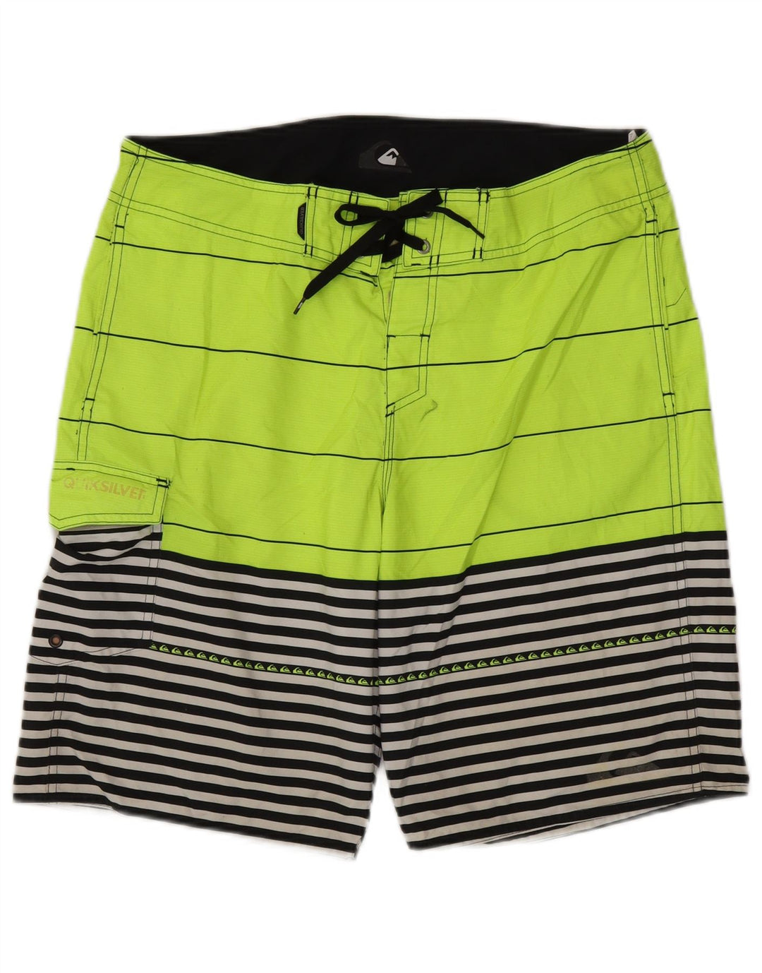 Pantaloni scurți de înot QUIKSILVER pentru bărbați, poliester cu dungi verzi mari