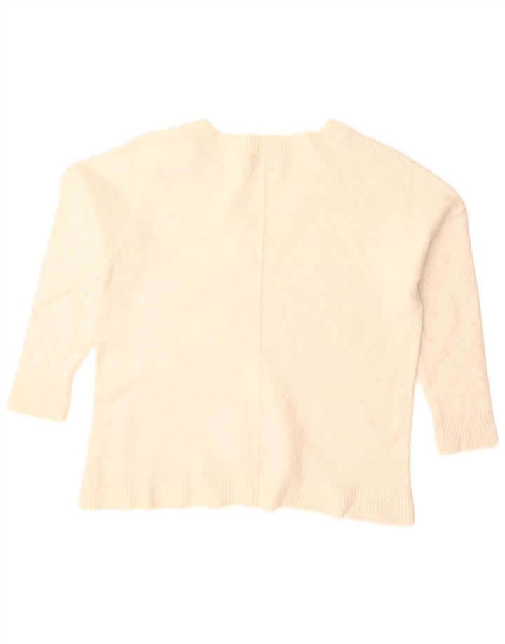 Pulover cu decolteu în V supradimensionat pentru femei Massimo Dutti UK 10 Small Off White