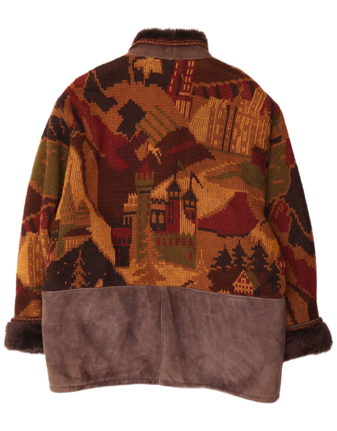 Jachetă vintage pentru bărbați din tricot din shearling IT 54 2XL maro din shearling noutate