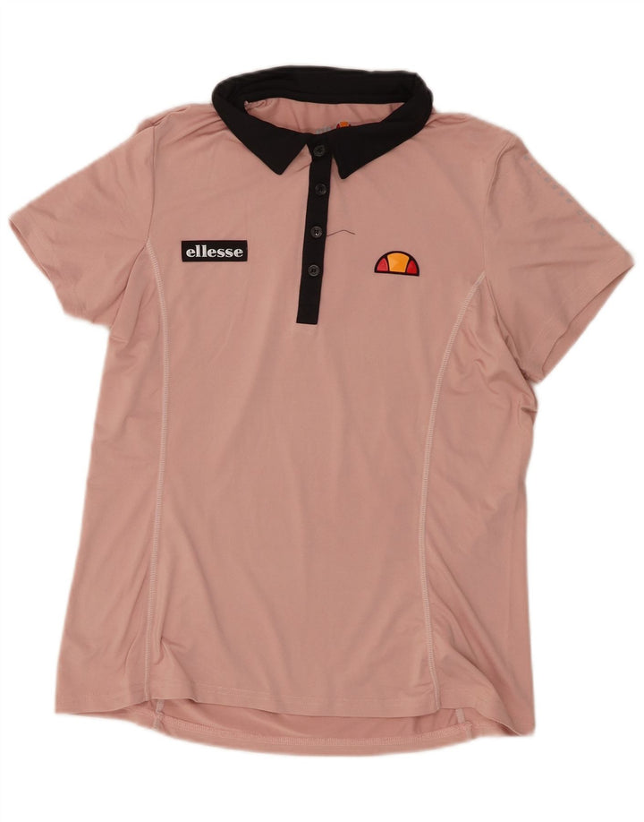 Tricou polo Ellesse pentru femei UK 12 Roz mediu Poliester color bloc