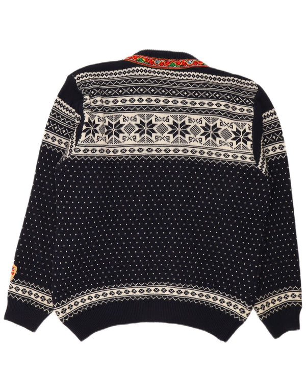 Pulover Cardigan Vintage pentru femei UK 20 2XL Bleumarin Fair Isle