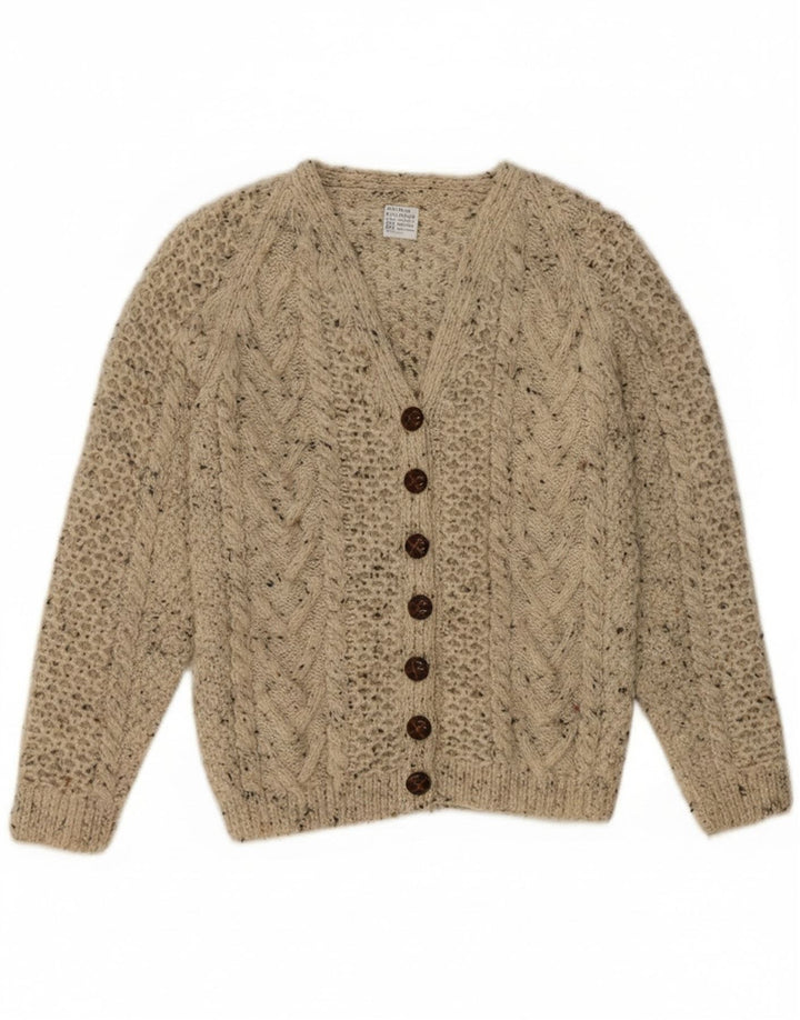 Pulover Cardigan Vintage pentru Damă UK 12 Medium Gri Pete Lână