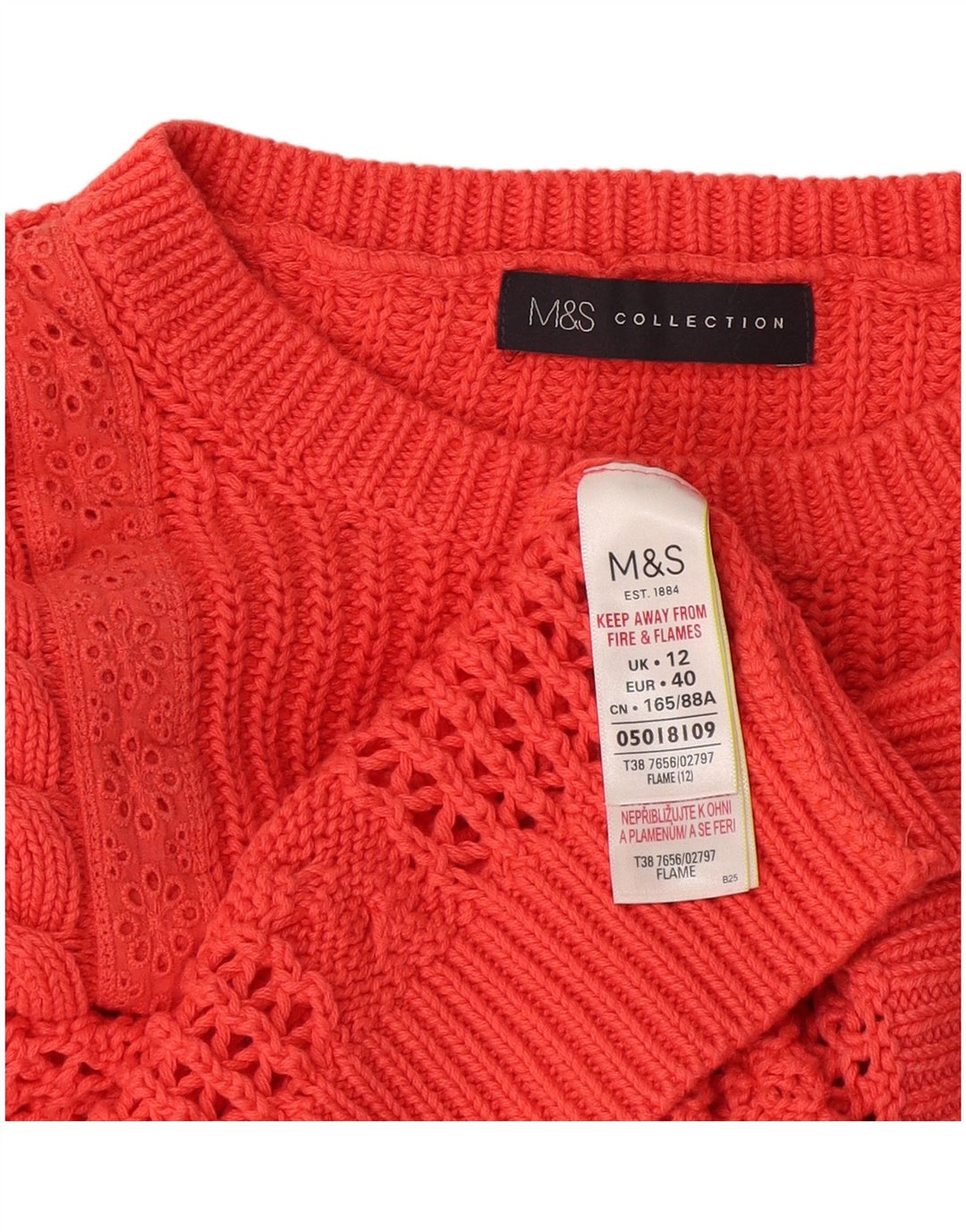 Pulover pentru femei Marks & Spencer cu decolteu triplu UK 12 portocaliu mediu