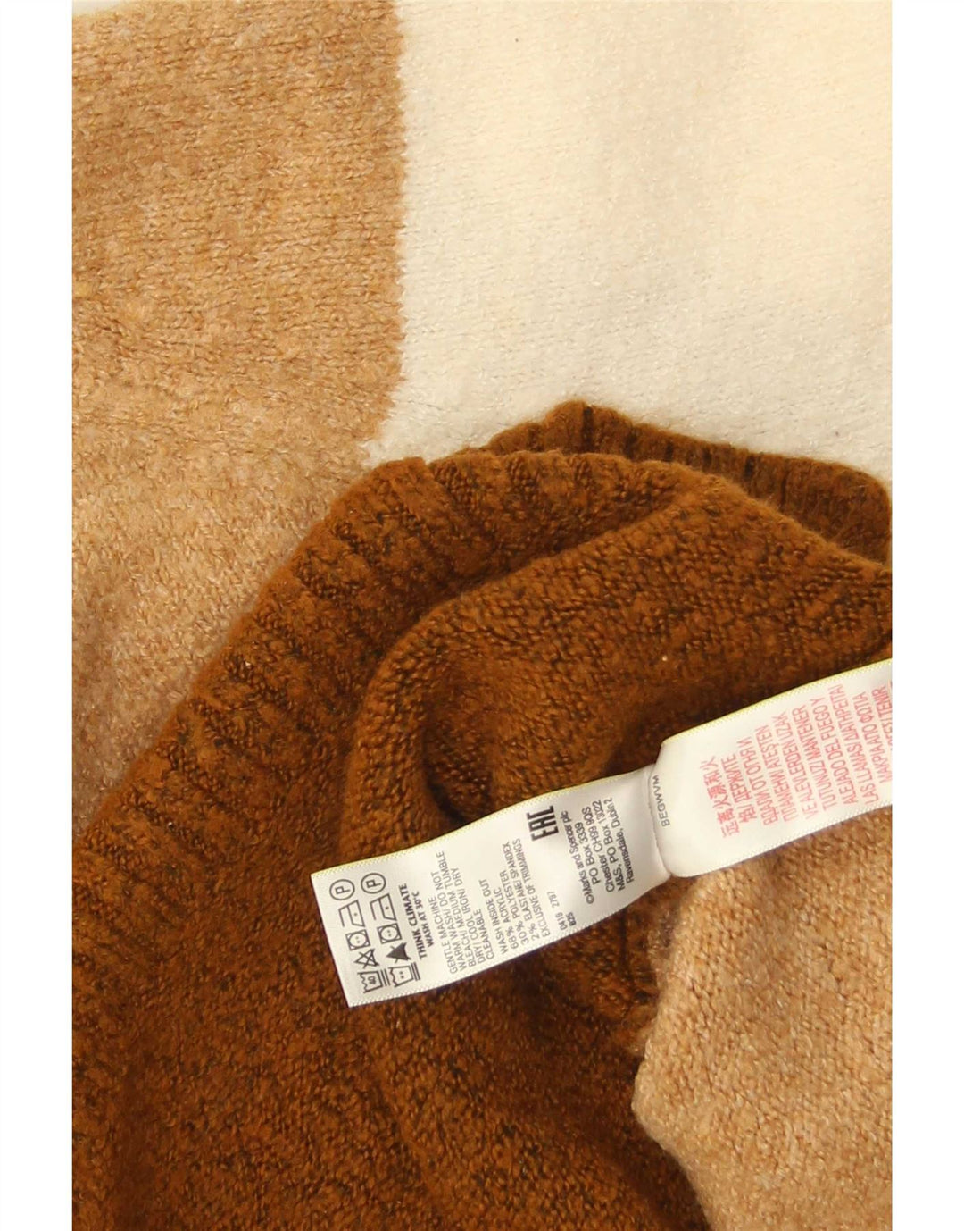 Pulover pentru femei Marks & Spencer cu decolteu rotund, maro mediu, UK 12