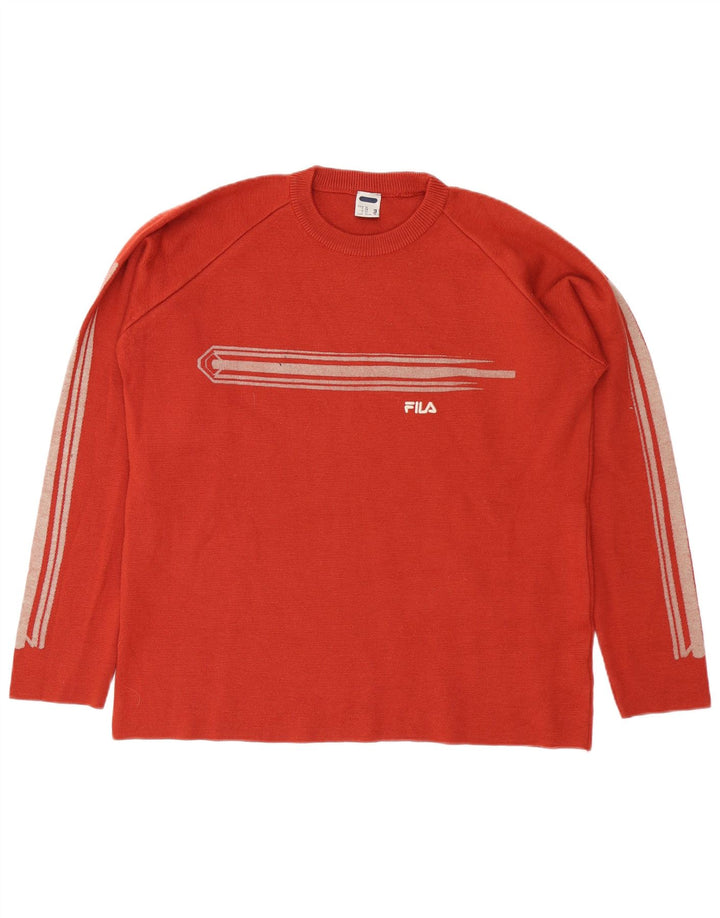 Pulover Fila pentru bărbați cu gât roșu, XL, lână color bloc