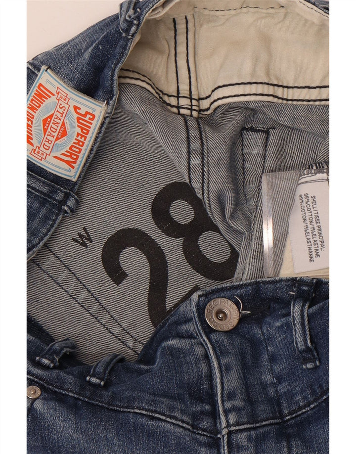 Fusta mini denim Superdry pentru femei W28, bumbac albastru mediu