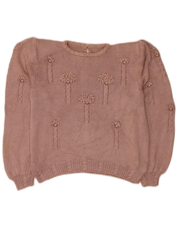 Pulover vintage pentru femei cu decolteu rotund, pulover UK 16 mare, roz