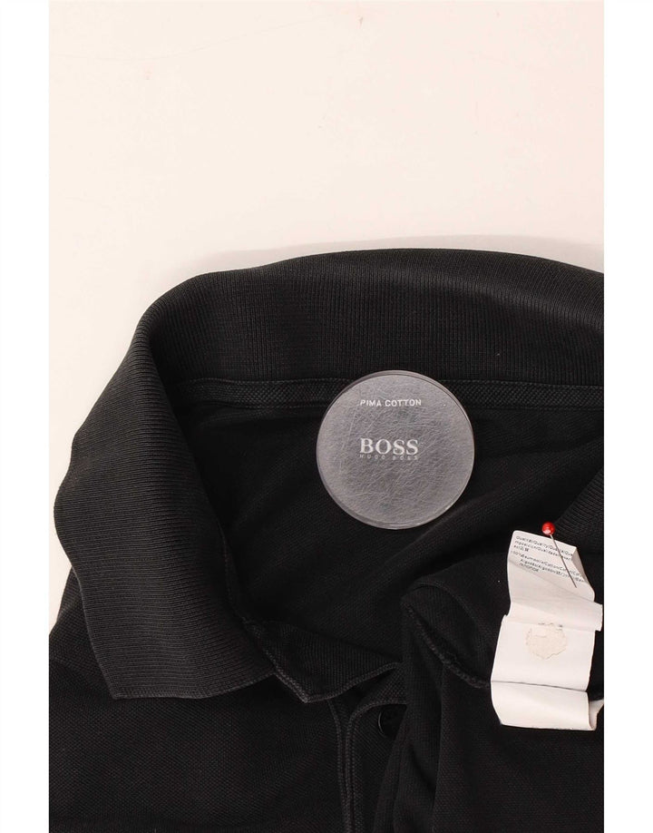 Tricou polo pentru bărbați Hugo Boss, bumbac negru mare