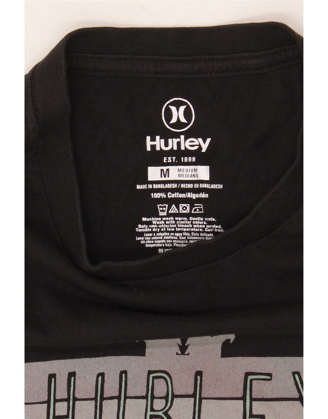 Tricou grafic pentru bărbați Hurley Top mediu din bumbac negru