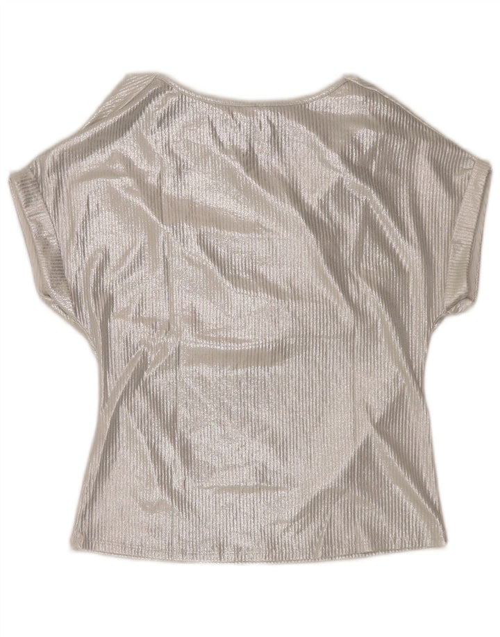 Bluză Vintage pentru femei UK 16 Large Silver Viscose