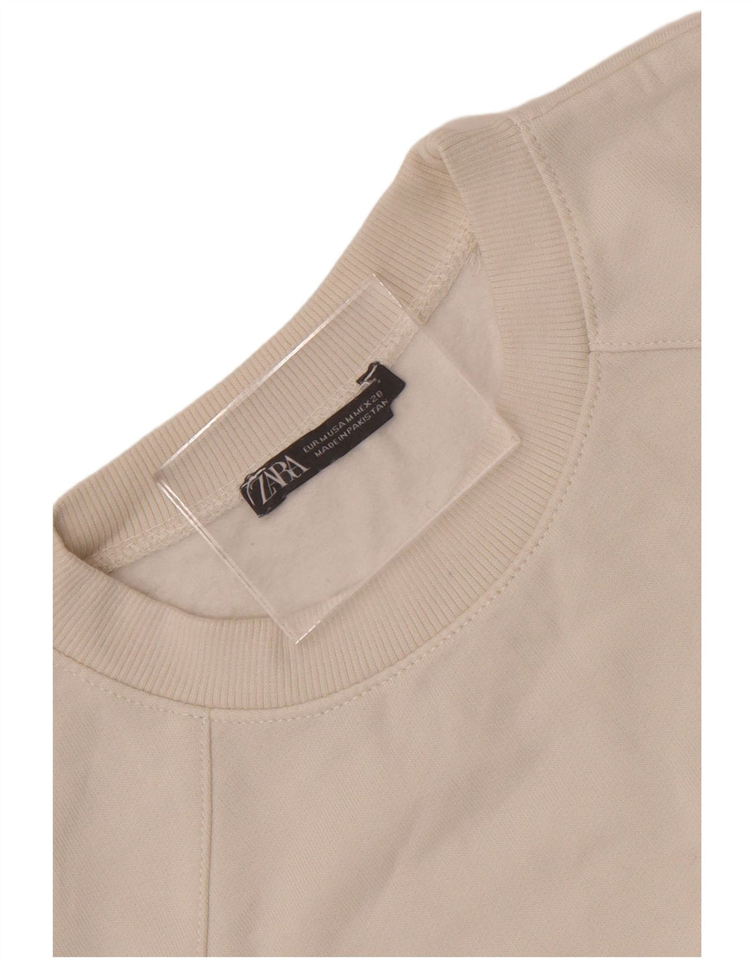 Pulover pentru femeie Zara oversize crop cu mâneci 3/4, UK 14, mediu alb