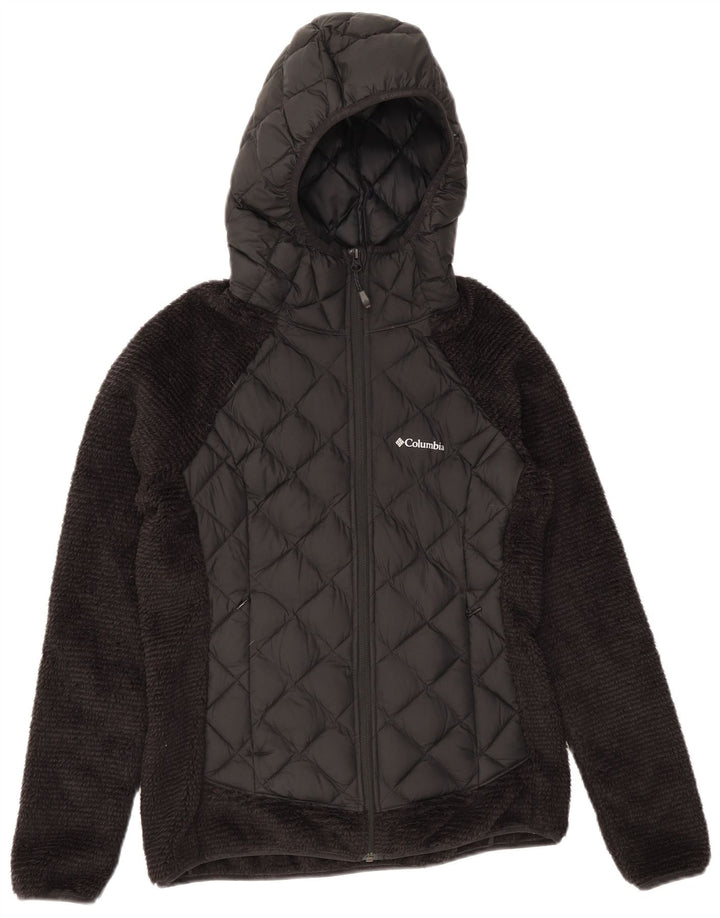 Jachetă fleece matlasată cu glugă Columbia pentru femei UK 10 Poliester negru mic
