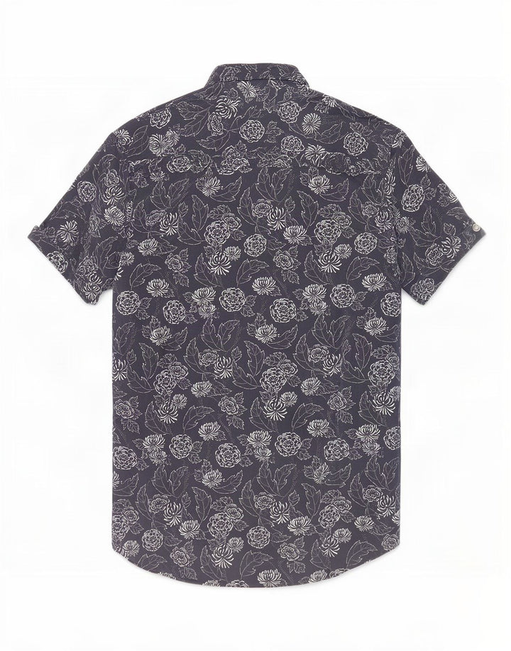 Cămașă cu mânecă scurtă pentru bărbați Ted Baker, mărime 2, bumbac floral, albastru bleumarin