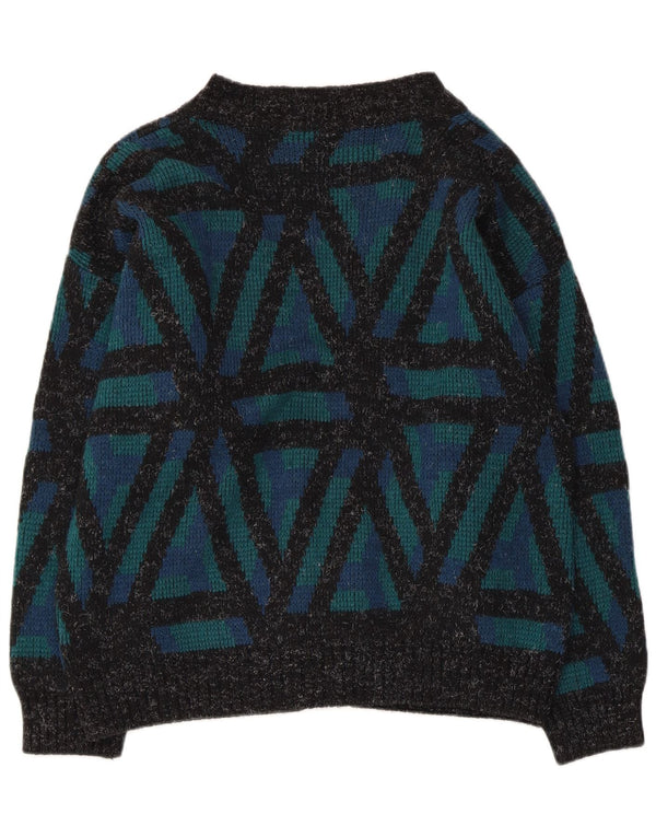 Pulover cardigan pentru femei VINTAGE UK 18 XL verde geometric