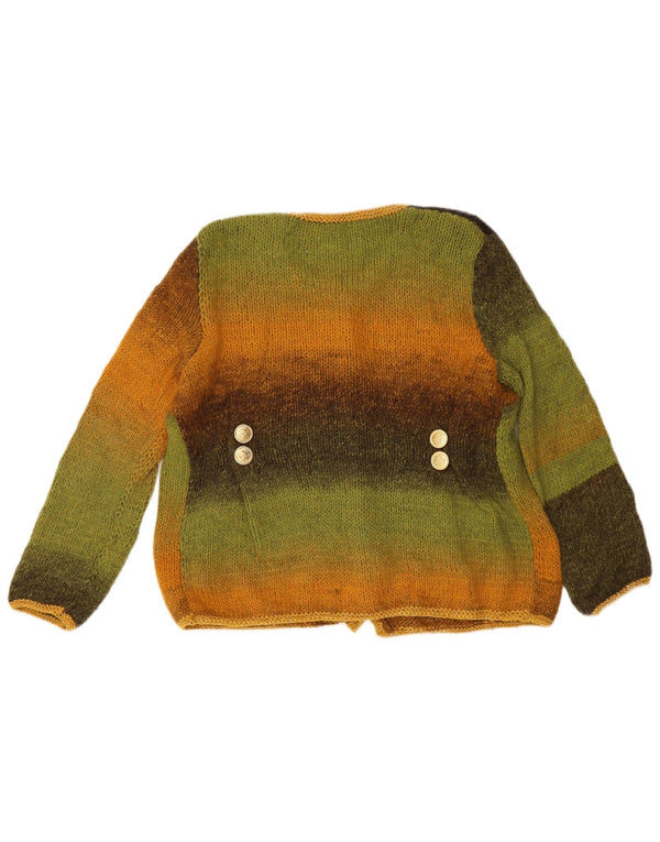 Pulover Cardigan Vintage pentru femei UK 12 Medium Green Colorblock Retro