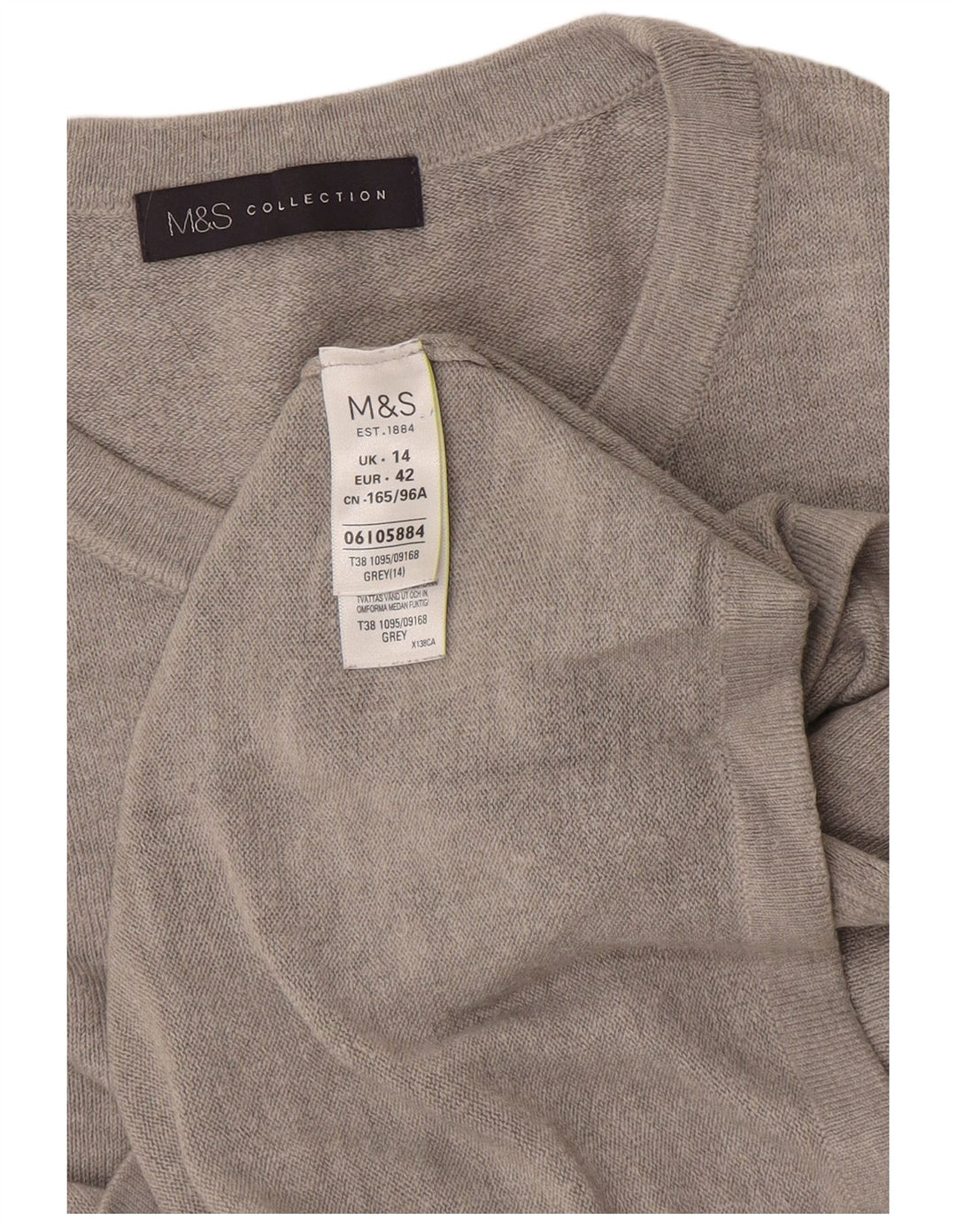 Pulover pentru femei Marks & Spencer cu decolteu rotund UK 14 Medium Gri Acrilic