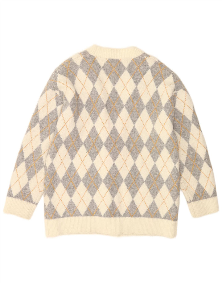 Pulover cardigan supradimensionat pentru femei Zara UK 10 Small Off White Argyle/Diamond