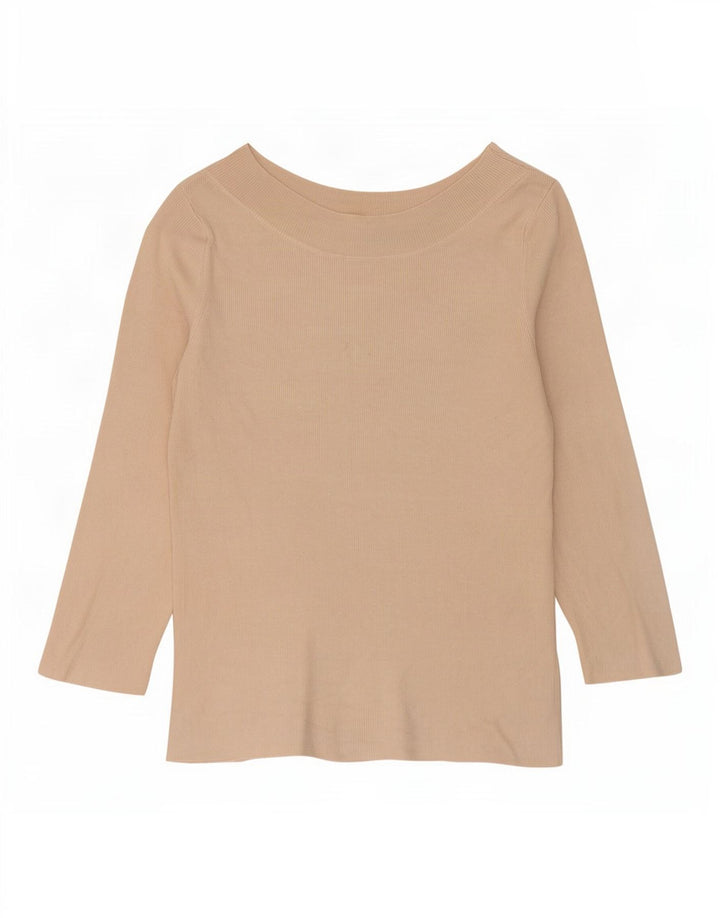 Crop Top pentru femei Oasis mânecă 3/4 UK 12 Medium Bej Viscoză