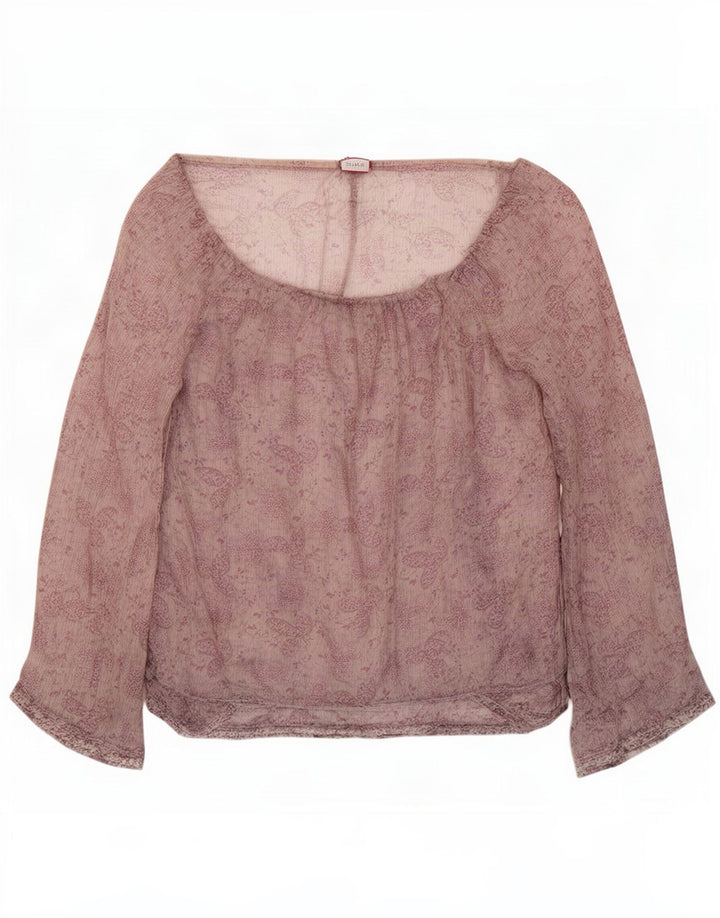 Max & Co. Top pentru femei cu mânecă lungă, cu umeri, UK 12, violet mediu, floral