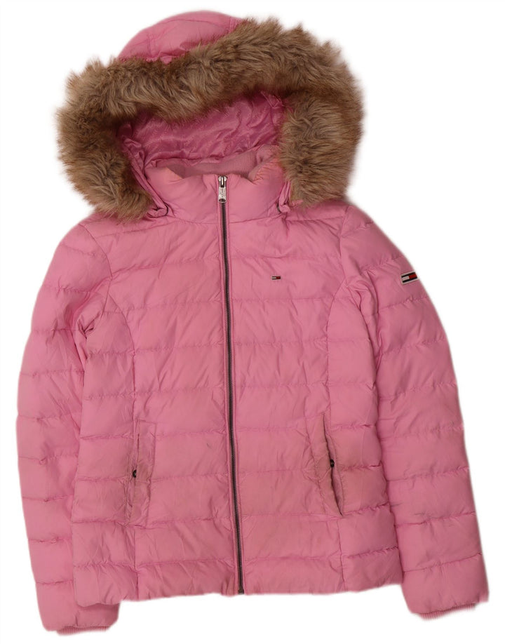 Jachetă căptușită cu glugă pentru femei Tommy Hilfiger UK 10 Poliester roz mic