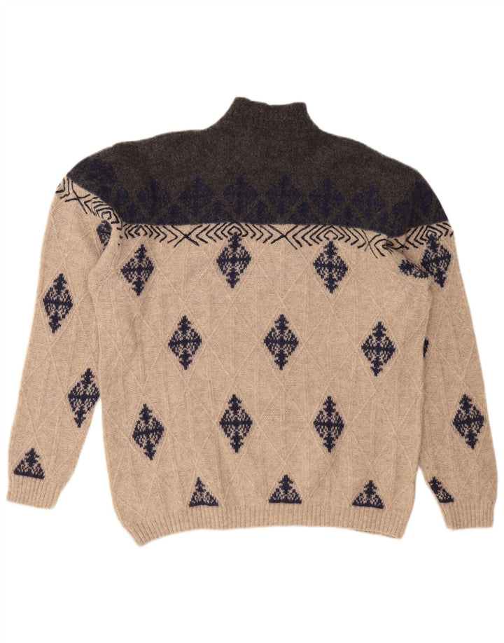 Pulover VINTAGE pentru bărbați cu gât țestoasă XL Bej Argyle/Diamond