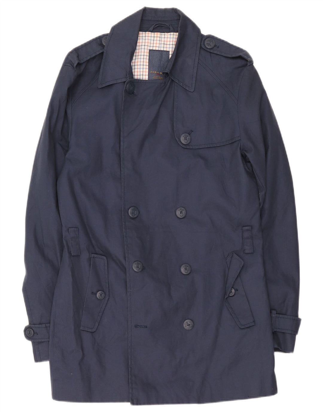 Trench pentru bărbați Zara UK 40 Mare Bumbac bleumarin