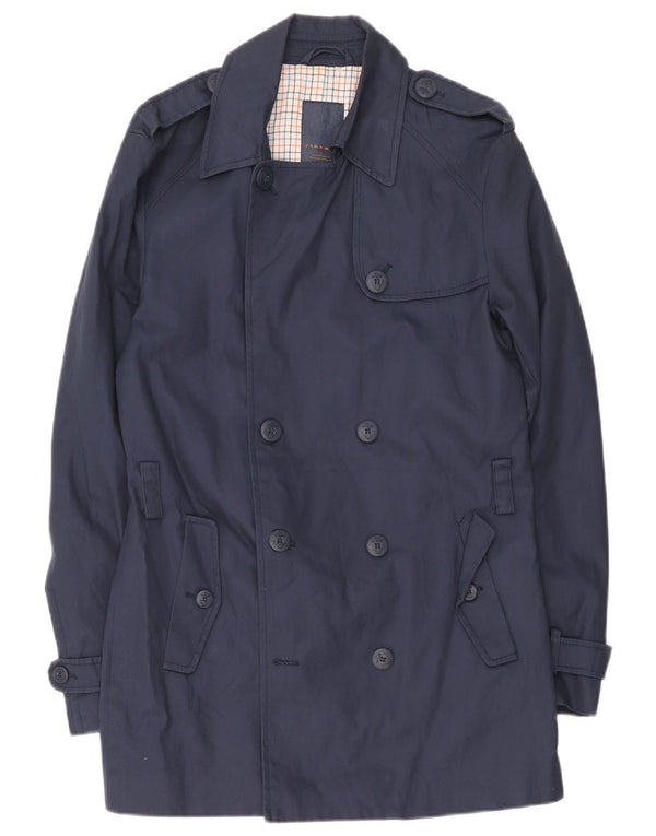 Trench pentru bărbați Zara UK 40 Mare Bumbac bleumarin