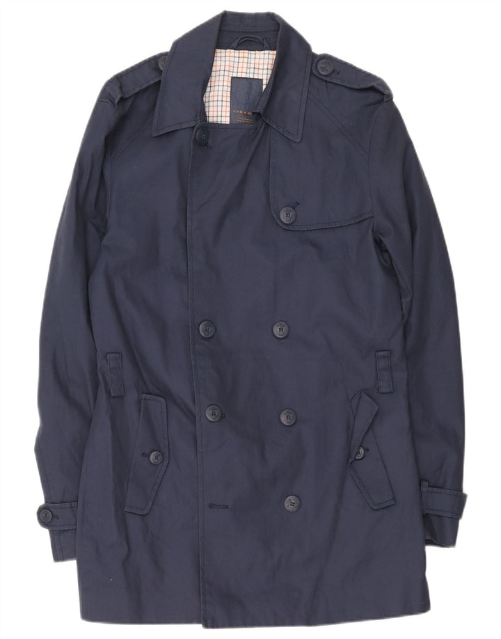 Trench pentru bărbați Zara UK 40 Mare Bumbac bleumarin
