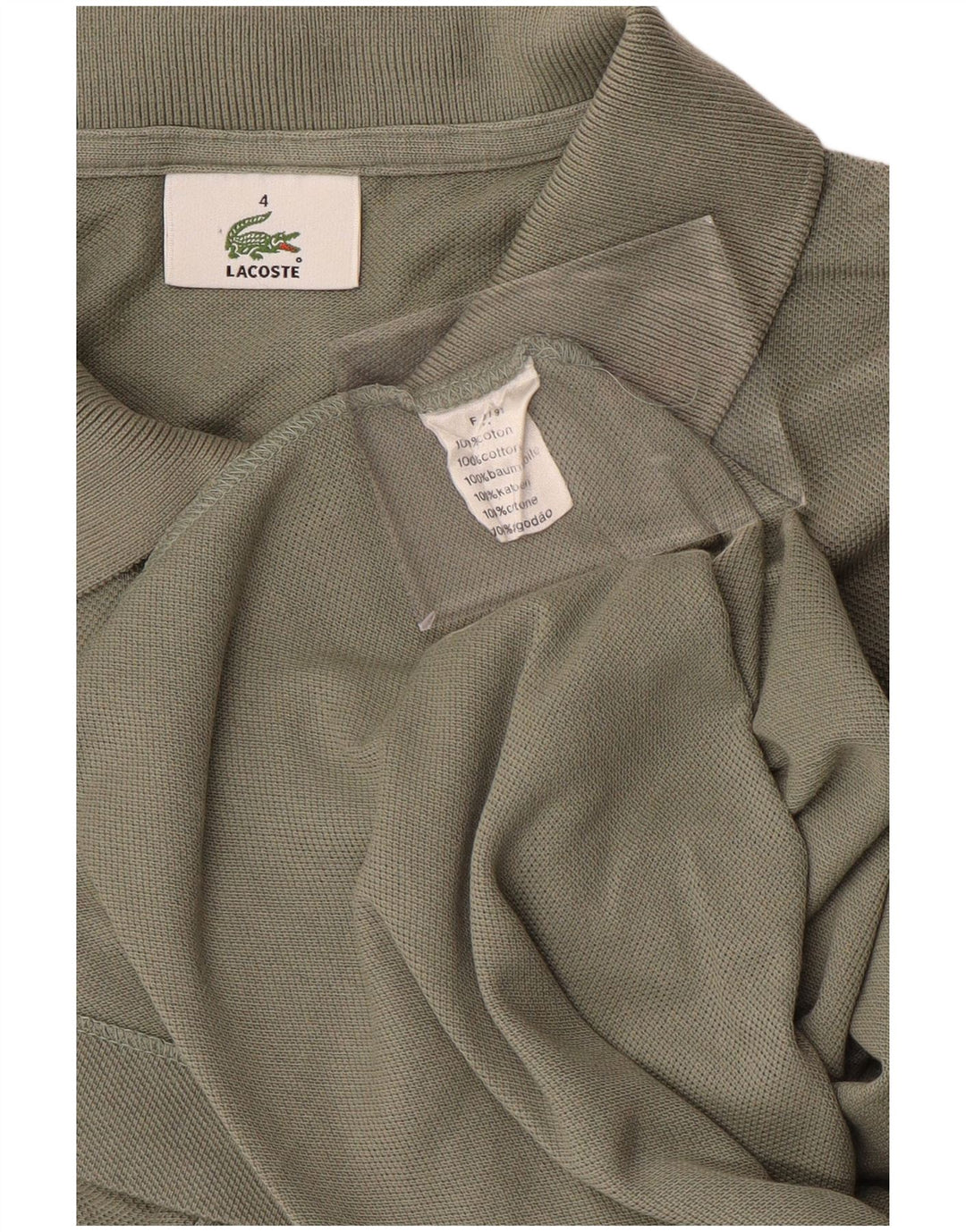 Tricou polo LACOSTE pentru bărbați, mărimea 4, bumbac kaki mediu