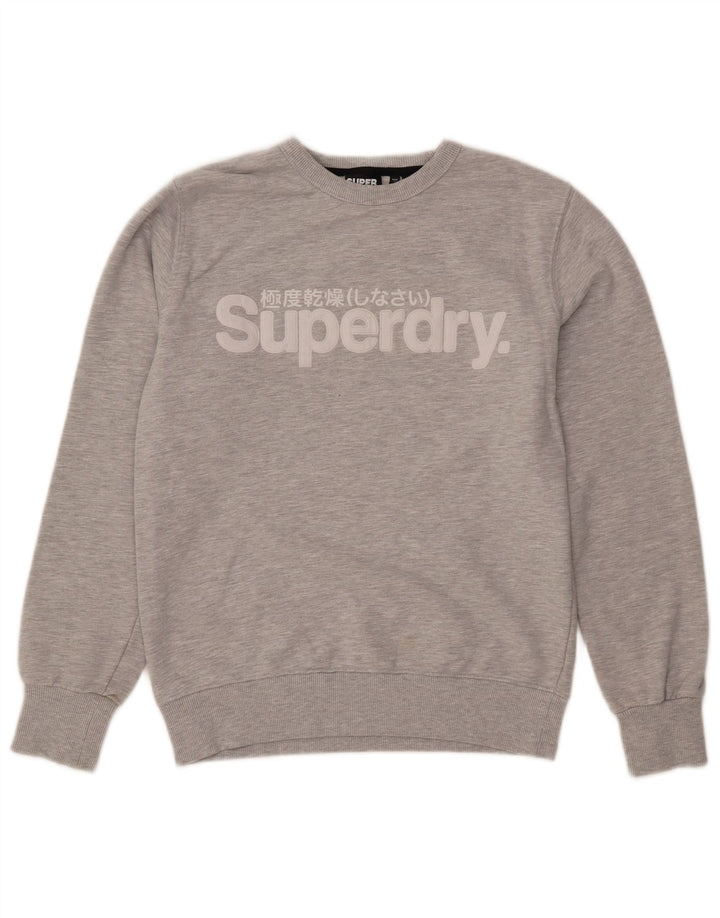 Pulover grafic pentru bărbați Superdry, bumbac cu pete, gri mediu